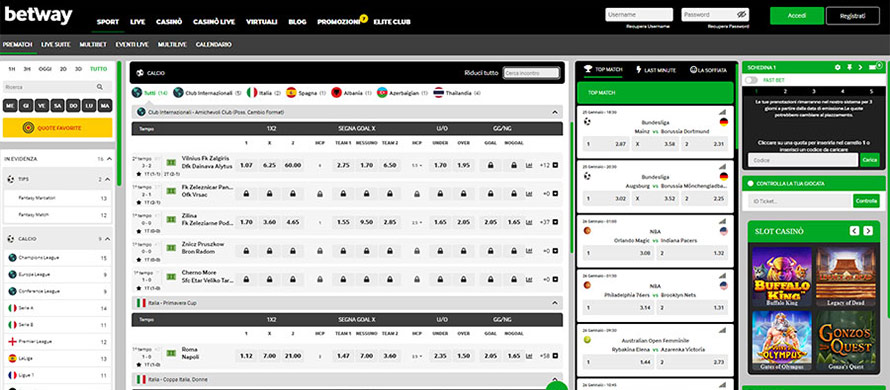 Sito di scommesse sportive Betway