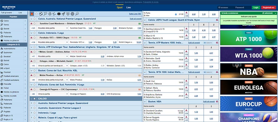 Sito di scommesse sportive MarathonBet